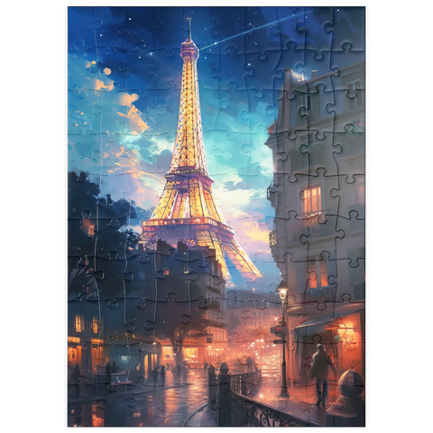 Darstellung des Puzzle Motivs Eiffelturm bei Nacht - verträumtes Pariser Stadtbild puzzleplate Eiffel Tower at Night – Dreamy Paris Cityscape 100 Puzzle