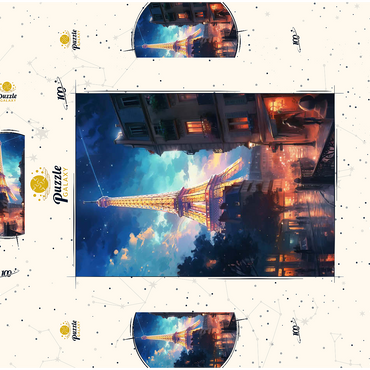 Darstellung des Puzzle Motivs Eiffel Tower at Night – Dreamy Paris Cityscape 100 Puzzle Schachtel 3D Modell