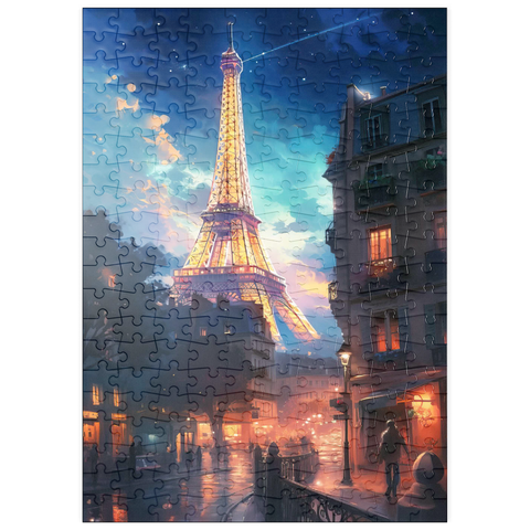 Darstellung des Puzzle Motivs Eiffelturm bei Nacht - verträumtes Pariser Stadtbild puzzleplate Eiffel Tower at Night – Dreamy Paris Cityscape 200 Puzzle