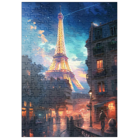 Darstellung des Puzzle Motivs Eiffelturm bei Nacht - verträumtes Pariser Stadtbild - Puzzleteile: 200