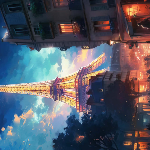 Darstellung des Puzzle Motivs Eiffelturm bei Nacht - verträumtes Pariser Stadtbild Eiffel Tower at Night – Dreamy Paris Cityscape 200 Puzzle 3D Modell