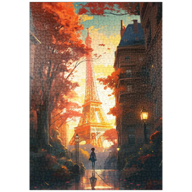 Darstellung des Puzzle-Motivs Eiffelturm im Herbst – Puzzleteile: 1000