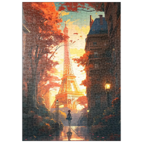 Darstellung des Puzzle-Motivs Eiffelturm im Herbst – Puzzleteile: 500