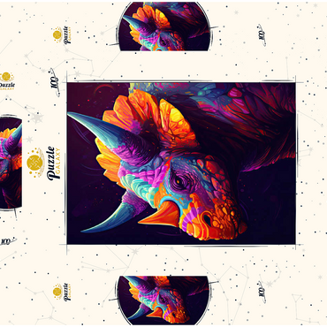 Vibrant Triceratops 100 Puzzle Schachtel 3D Modell