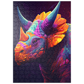 Darstellung des Puzzle Motivs Farbenfroher Triceratops - Puzzleteile: 200