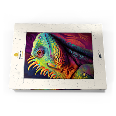 Darstellung des Puzzle Motivs Vibrant Iguana Portrait – Colorful Digital Art 1000 Puzzle Schachtel Ansicht3