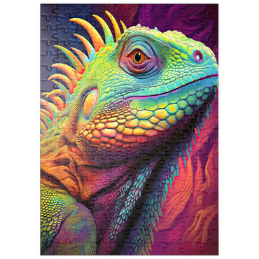 Darstellung des Puzzle Motivs puzzleplate Vibrant Iguana Portrait – Colorful Digital Art 200 Puzzle