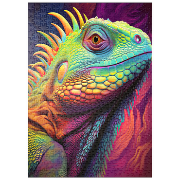 Darstellung des Puzzle Motivs puzzleplate Vibrant Iguana Portrait – Colorful Digital Art 500 Puzzle