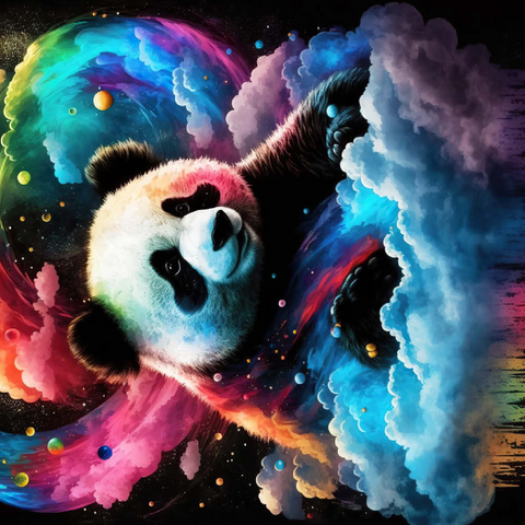 Darstellung des Puzzle Motivs Kosmischer Panda Cosmic Panda 200 Puzzle 3D Modell