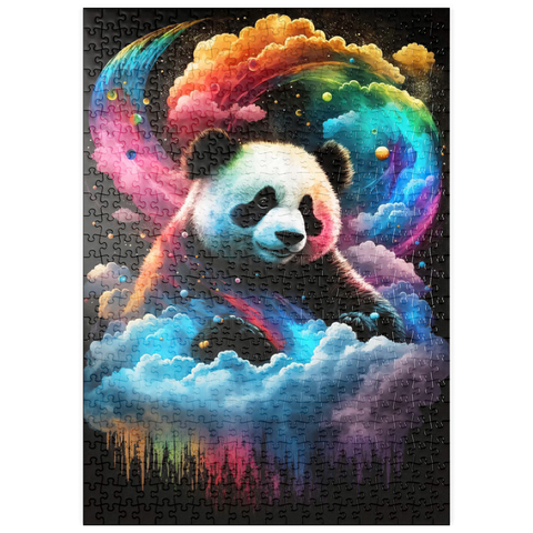 Darstellung des Puzzle Motivs Kosmischer Panda puzzleplate Cosmic Panda 500 Puzzle