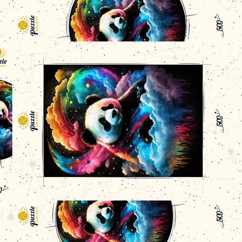 Darstellung des Puzzle Motivs Kosmischer Panda Cosmic Panda 500 Puzzle Schachtel 3D Modell