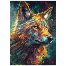 Darstellung des Puzzle-Motivs Farbenfroher Wolf – Puzzleteile: 1000