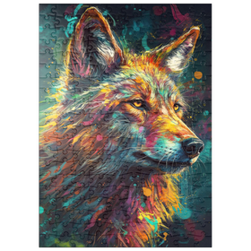 Darstellung des Puzzle Motivs Farbenfroher Wolf - Puzzleteile: 200