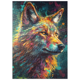 Darstellung des Puzzle-Motivs Farbenfroher Wolf – Puzzleteile: 500