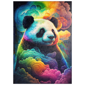 Darstellung des Puzzle Motivs Verträumter kosmischer Panda - Puzzleteile: 100