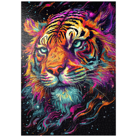 Darstellung des Puzzle Motivs Neon Tiger - Puzzleteile: 1000
