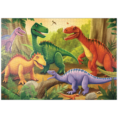 puzzleplate Colorful Dinosaur Scene – Vibrant Prehistoric Illustration 1000 Puzzle