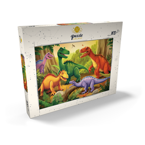 Colorful Dinosaur Scene – Vibrant Prehistoric Illustration 100 Puzzle Schachtel Ansicht2