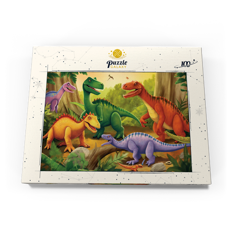 Colorful Dinosaur Scene – Vibrant Prehistoric Illustration 100 Puzzle Schachtel Ansicht3