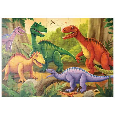 puzzleplate Colorful Dinosaur Scene – Vibrant Prehistoric Illustration 100 Puzzle