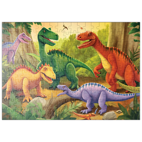 Darstellung des Puzzle-Motivs Bunte Dinosaurier-Szene - lebendige prähistorische Illustration – Puzzleteile: 200