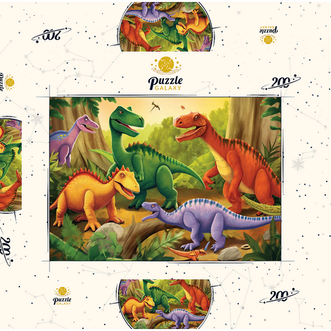 Colorful Dinosaur Scene – Vibrant Prehistoric Illustration 200 Puzzle Schachtel 3D Modell