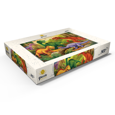 Colorful Dinosaur Scene – Vibrant Prehistoric Illustration 500 Puzzle Schachtel Ansicht1