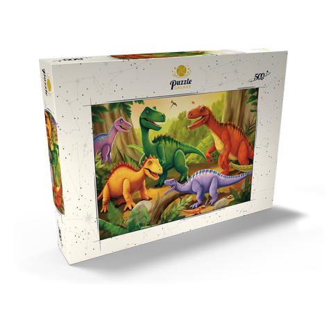Colorful Dinosaur Scene – Vibrant Prehistoric Illustration 500 Puzzle Schachtel Ansicht2