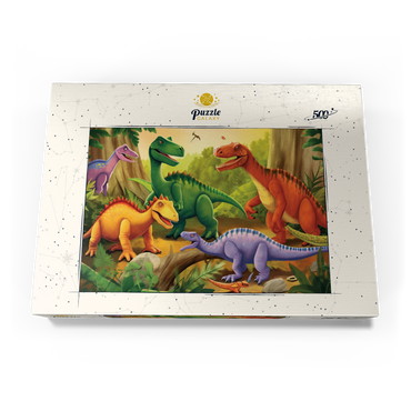 Colorful Dinosaur Scene – Vibrant Prehistoric Illustration 500 Puzzle Schachtel Ansicht3