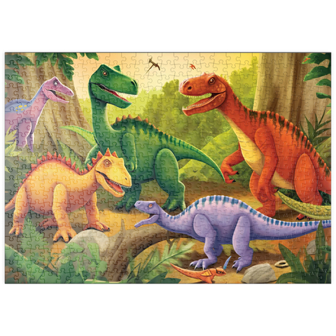 puzzleplate Colorful Dinosaur Scene – Vibrant Prehistoric Illustration 500 Puzzle