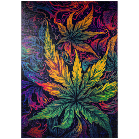 Darstellung des Puzzle-Motivs Psychedelische Blätter – Puzzleteile: 1000