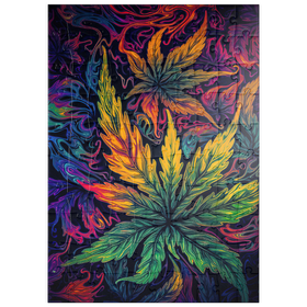 Darstellung des Puzzle Motivs Psychedelische Blätter - Puzzleteile: 100