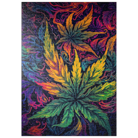 Darstellung des Puzzle Motivs Psychedelische Blätter - Puzzleteile: 500