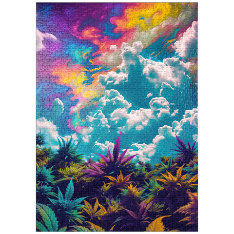 Darstellung des Puzzle Motivs Psychedelischer Himmel über leuchtendem Laub puzzleplate Psychedelic Sky Over Vibrant Foliage 1000 Puzzle