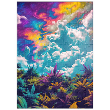Darstellung des Puzzle Motivs puzzleplate Psychedelic Sky Over Vibrant Foliage 100 Puzzle
