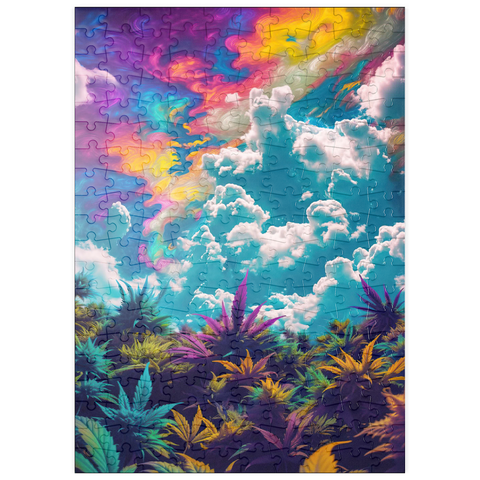 Darstellung des Puzzle Motivs Psychedelischer Himmel über leuchtendem Laub puzzleplate Psychedelic Sky Over Vibrant Foliage 200 Puzzle