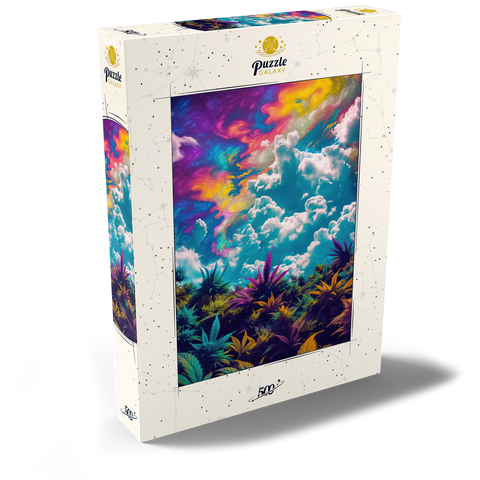 Darstellung des Puzzle Motivs Psychedelischer Himmel über leuchtendem Laub Psychedelic Sky Over Vibrant Foliage 500 Puzzle Schachtel Ansicht2