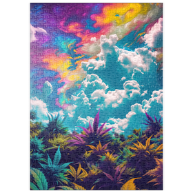 Darstellung des Puzzle Motivs Psychedelischer Himmel über leuchtendem Laub - Puzzleteile: 500