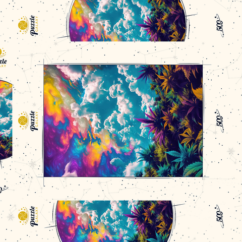 Darstellung des Puzzle Motivs Psychedelischer Himmel über leuchtendem Laub Psychedelic Sky Over Vibrant Foliage 500 Puzzle Schachtel 3D Modell