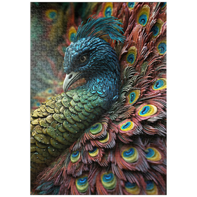 Darstellung des Puzzle-Motivs majestätischer Pfau – Puzzleteile: 1000