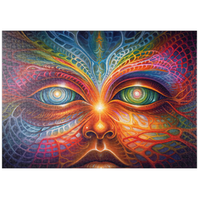 Darstellung des Puzzle-Motivs Psychedelisches Visionärsgesicht – Puzzleteile: 1000