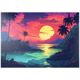Darstellung des Puzzle-Motivs Tropisches Sonnenuntergangsparadies – Puzzleteile: 1000