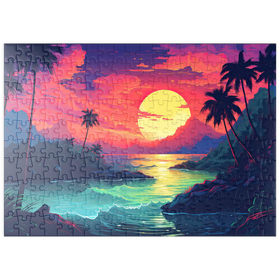 Darstellung des Puzzle-Motivs Tropisches Sonnenuntergangsparadies – Puzzleteile: 200