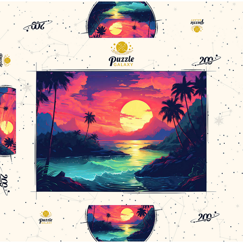 Tropical Sunset Paradise 200 Puzzle Schachtel 3D Modell