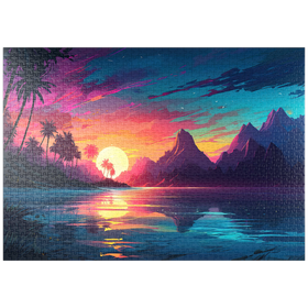 Darstellung des Puzzle-Motivs Reflexion eines tropischen Sonnenuntergang – Puzzleteile: 1000