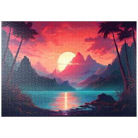Darstellung des Puzzle-Motivs Majestätischer tropischer Sonnenuntergang – Puzzleteile: 1000