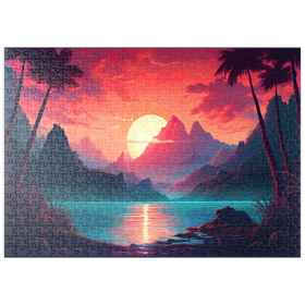 Darstellung des Puzzle Motivs Majestätischer tropischer Sonnenuntergang - Puzzleteile: 500
