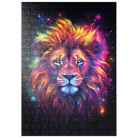 Darstellung des Puzzle Motivs Farbenfroher kosmischer Löwe - Puzzleteile: 200