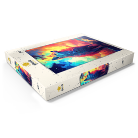 Darstellung des Puzzle Motivs Farbenfroher Wolf - Puzzleteile: 100