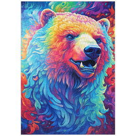 Darstellung des Puzzle Motivs Leuchtend Bunter Grizzlybär - Puzzleteile: 1000